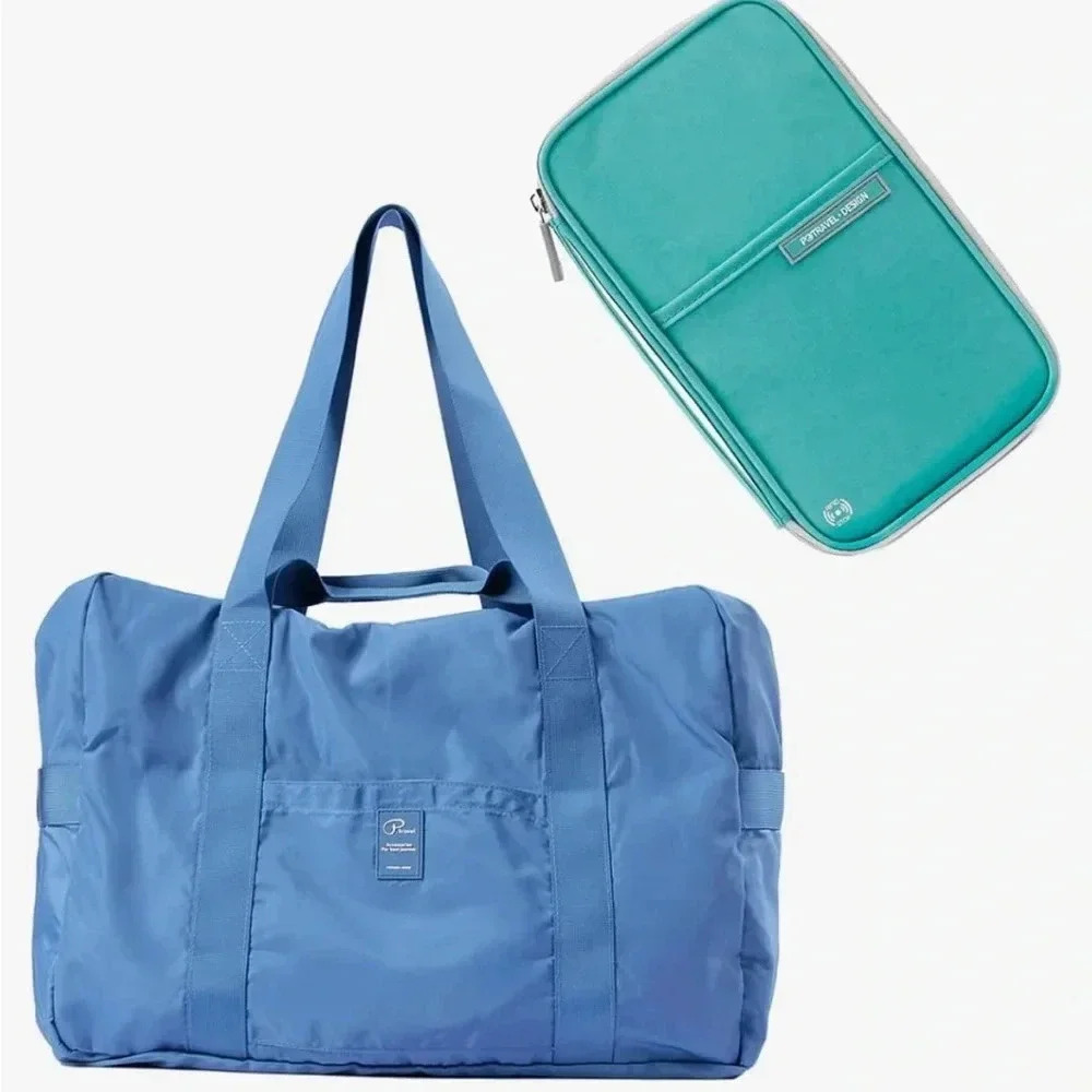 Blue duffle travel carry on bag